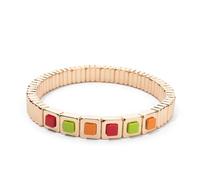 PYRWSM Gold Color Beaded Bracelets For Women Handmade Boho Elastic Bangle 6x8mm Inlaid Rhinestone Hand Accessory