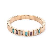 PYRWSM Gold Color Beaded Bracelets For Women Handmade Boho Elastic Bangle 6x8mm Inlaid Rhinestone Hand Accessory