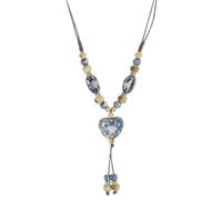 PYRWSM Handmade Glazed Ceramic Retro Love Adjustable Necklace Sweater Chain Woven String Jewelry For Women Men Boho Style Gift