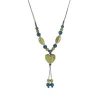 PYRWSM Handmade Glazed Ceramic Retro Love Adjustable Necklace Sweater Chain Woven String Jewelry For Women Men Boho Style Gift