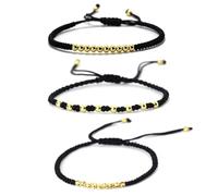 PYRWSM Handmade Weaven Black String Bracelet For Women Irregular 4mm Beads Macrame Braclet