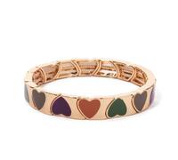 PYRWSM Heart Bangle For Women Peach Shape Elastic Beaded Bracelets Hand Accessory