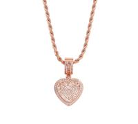 PYRWSM Iced Out Layered Heart Pendant Necklace For Women, Prong Set 5 Cubic Zirconia, 6 Layers 14K White Gold Plated Dainty Clavicle Chain Sparkly Love Jewelry Birthday Gift