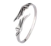 PYRWSM Ladies' Punk Bracelet With Niche Design, Silver Plated Retro Distressed Bat Wings, Devil's Wing Bracelet