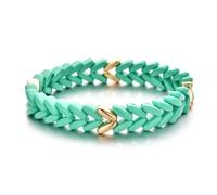 PYRWSM Leaf And Feather Design Elastic Bracelet, Colorful Boho Beaded Bangle For Women