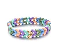 PYRWSM Leaf And Feather Design Elastic Bracelet, Colorful Boho Beaded Bangle For Women