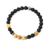 PYRWSM Men's Beaded Natural Stone Bracelet, Lapis Lazuli Tiger Eye Hematite 8mm Stackable Healing Bracelet