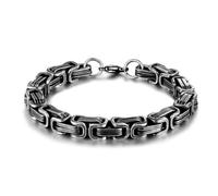 PYRWSM Mens Vintage Byzantine Curb Chain Bracelet - 5-10mm Stainless Steel Cuban Link, UniUnisex Hip-Hop, Retro Wrist Gift For Men,21