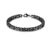 PYRWSM Mens Vintage Byzantine Curb Chain Bracelet - 5-10mm Stainless Steel Cuban Link, UniUnisex Hip-Hop, Retro Wrist Gift For Men,19