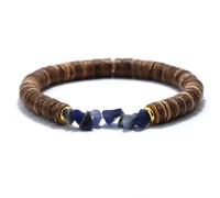 PYRWSM Natural Coconut Bead Bracelet For Men Irregular Tiger Eyes Obsidian Howlite Stone Braslet Prayer Meditation Accessories