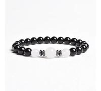 PYRWSM Natural Stone Beads Handmade Bracelets Black Agates With Three Tiger Eye Crystal Elastic Bracelet Women Men Yoga Gifts