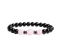 PYRWSM Natural Stone Beads Handmade Bracelets Black Agates With Three Tiger Eye Crystal Elastic Bracelet Women Men Yoga Gifts