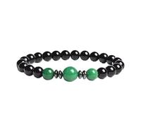 PYRWSM Natural Stone Beads Handmade Bracelets Black Agates With Three Tiger Eye Crystal Elastic Bracelet Women Men Yoga Gifts
