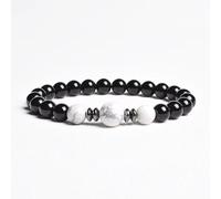 PYRWSM Natural Stone Beads Handmade Bracelets Black Agates With Three Tiger Eye Crystal Elastic Bracelet Women Men Yoga Gifts