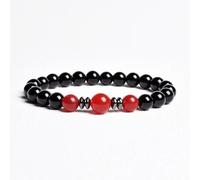 PYRWSM Natural Stone Beads Handmade Bracelets Black Agates With Three Tiger Eye Crystal Elastic Bracelet Women Men Yoga Gifts