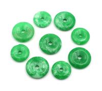 PYRWSM Natural Stone Donut Beads Pendant Flat Round Large Hole Healing Crystal For DIY Making Peace Buckle,1pc-30mm