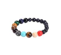 PYRWSM Natural Stone Eight Planets Bead Bracelets Men Women Universe Seven Chakra Bangle Yoga Balance Galaxy Solar Wristband
