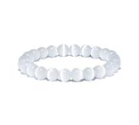 PYRWSM Natural White Cat Eyes Stone Bracelet Unisex 4/6/8/10/12mm Smooth Beaded BrasleMoonstone,10mm