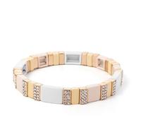 PYRWSM Paved lrhinestone Metal Bracelets Light Color Match Colorful Beads Bangle For Women Hanmade Bohemian Elastic