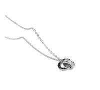 PYRWSM Roman Numeral Inlaid Simulated Cubic Zirconia Double Ring Pendant Couple Necklace Water-resistant Stainless Steel Gold-tone Plated Accessory