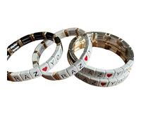 PYRWSM Silver Plated Russian Culture Words Customs Letter Square Beads Metal Bracelet Enamel Women Gift Bangle