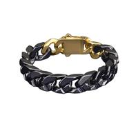 PYRWSM Simple Stainless Steel Ceramic Cuban Bracelet Men's And Women's Same Patchwork Four Side Grinding Titanium Steel Accessories