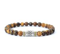 PYRWSM Simple Style Natural Stone Bracelet Unisex Sanskrit Yoga Meditation Beaded Braclet Lucky Red Braslet Tibetan Buddhist Pulseira,Tiger Eyes Stone