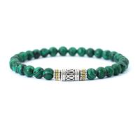 PYRWSM Simple Style Natural Stone Bracelet Unisex Sanskrit Yoga Meditation Beaded Braclet Lucky Red Braslet Tibetan Buddhist Pulseira, Malachite Stone