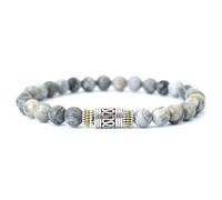 PYRWSM Simple Style Natural Stone Bracelet Unisex Sanskrit Yoga Meditation Beaded Braclet Lucky Red Braslet Tibetan Buddhist Pulseira,Map Stone