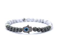 PYRWSM Turkey Evil Eyes Bracelet Men Handmade Fatima Hand Braslet Natural Hematite Stone Braclet