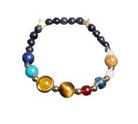 PYRWSM Universe Eight Planets Natural Stone Bead Bracelets Men Women Lava 7 Chakra Bracelet Yoga Energy Galaxy Solar Wristband