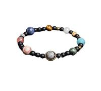 PYRWSM Universe Eight Planets Natural Stone Bead Bracelets Men Women Lava 7 Chakra Bracelet Yoga Energy Galaxy Solar Wristband