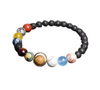 PYRWSM Universe Eight Planets Natural Stone Bead Bracelets Men Women Lava 7 Chakra Bracelet Yoga Energy Galaxy Solar Wristband