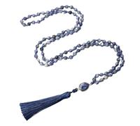 PYRWSM White Dot Blue-vein Sodalite Natural Stone Beads 108 Mala Necklaces Handmade Vintage Ore Pendant Neckalces Female