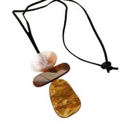 PYRWSM Women Bohemian Retro Irregular Acrylic Resin Pendant Long Sweater Chain Necklace, Minimalist Personality Vintage Adjustable Layering Necklace Fashion Jewelry Gift For Autumn Winter