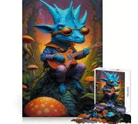 Pyschedelic Dino Guitar Jigsaw Puzzle 1000 Piece for Adults Logic Boost Toy Together Fun Premium Edge Stylish Gift (38x52cm)