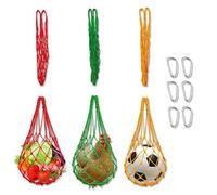 PYSEOSISE Pack of 6 Chicken Feeder Net for Hanging, 3 Colours Feeding Mesh Bag with Hooks, Chicken Feeder with Nylon Feeding Mesh Bag for Chickens, Ducks, Geese