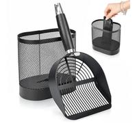 PYserne Cat Litter Tray Scoop with Container, Cat Scoop for Cat Litter Tray with Hidden Bag Dispenser, Quick Strainer Tool for Cleaning for Cats, Storage of Cat Litter Scoop