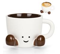 PYserne Cute Coffee Mug, Novelty Tea Cup with Feet Ceramic Aesthetic Water Mug for Milk Cocoa Beverages Aesthetic Decorative Object for Office Home Great Gift for Women and Men