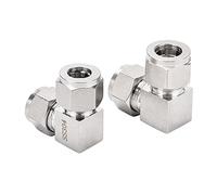 Pysrych 304 Stainless Steel Compression Tube Fitting, 90 Degree Elbow, 3/8" OD x 3/8" OD, Pack of 2
