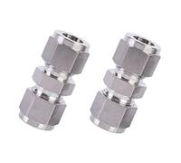 Pysrych 304 Stainless Steel Compression Tube Fitting Union with Double Ferrules 6mm OD x 6mm OD, Pack of 2