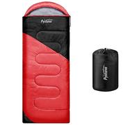 Pystuvo Sleeping Bag for Adults,4 Season Sleeping Bag,Lightweight,Waterproof Indoor & Outdoor Use,Comfortable Sleeping Sackfor Kids,Teens & Adults for Hiking,Backpacking and Camping,Red+Black