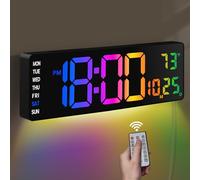 Pytha Sight 16" Digital Wall Clock,Large Display Led Wall Clock with Remote Control,9 RGB Colors,Auto-Dimming,Countdown, Temp,Wall Clocks for Classroom,Living Room,House Warming, for Elderly