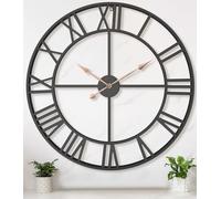Pytha Sight 36 Inch Black Metal Roman Numerals Extra Large Giant Wall Clock