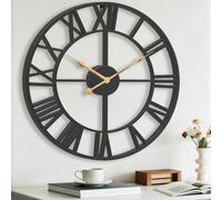 Pytha Sight Large Wall Clock,50CM Black Big Skeleton Modern Decorative Roman Numerals Silent Vintage Wall Clocks for Living Room,Kitchen,Bedroom,Office,Fireplace,Home