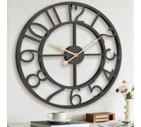 Pytha Sight Large Wall Clock,60cm Big Black Skeleton Modern Decorative Arabian Numerals Silent Vintage Wall Clock for kitchen Bedroom,Office,Fireplace,Classroom Home Decor