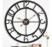 Pytha Sight Large Wall Clock for Living Room, 60cm Black Metal Silent