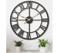 Pytha Sight Large Wall Clocks for Living Room,Industrial Roman Numerals Decorative Giant Wall Clock Oversized
