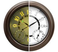 Pytha Sight Outdoor Clock 15 Inch, Illuminated Garden Clock Waterproof Metal with Automatic Light Sensor, Weatherproof Wall Clock with Thermometer & Hygrometer for Porch, Patio & Pool