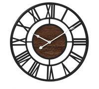 Pytha Sight Wall Clock for Living Room 50cm Black Metal Walnut Dial